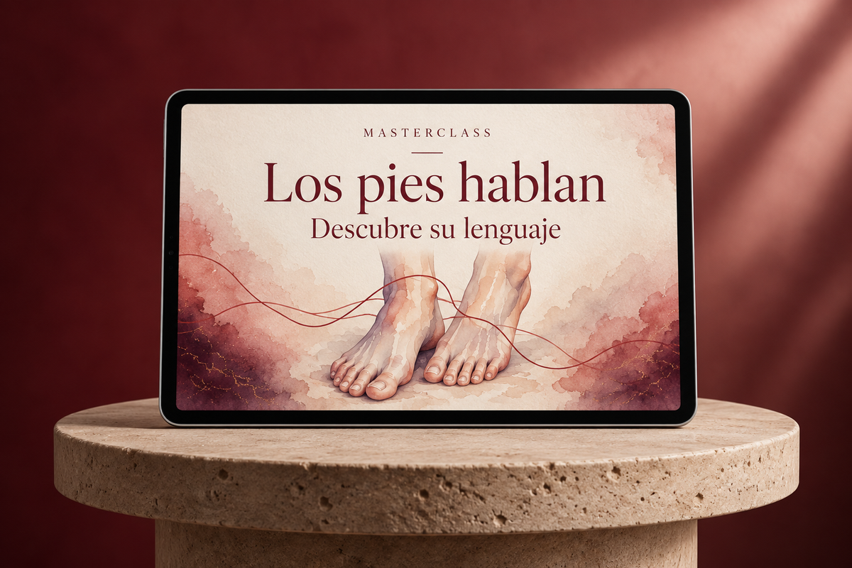 Masterclass Los pies hablan: Descubre su lenguaje, portada en acuarela sobre una tablet